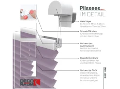 Deco-Raum Plissee Basic ohne Bohren 115x150cm Flieder Blickdicht Klemmfix