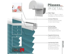 Deco-Raum Plissee Basic ohne Bohren 75x150cm Petrol Blickdicht Klemmfix