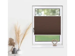 Deco-Raum Plissee Basic ohne Bohren 85x210cm Braun Blickdicht Klemmfix