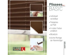 Deco-Raum Plissee Basic ohne Bohren 85x210cm Braun Blickdicht Klemmfix