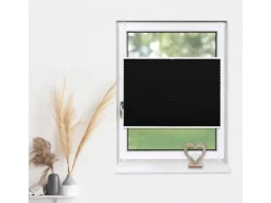Deco-Raum Plissee Basic ohne Bohren 70x150cm Schwarz Blickdicht Klemmfix