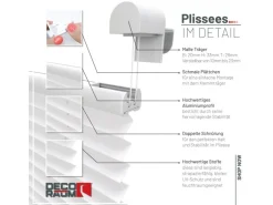 Deco-Raum Plissee Basic ohne Bohren 95x150cm Weiß Blickdicht Klemmfix