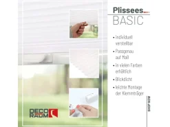 Deco-Raum Plissee Basic ohne Bohren 95x150cm Weiß Blickdicht Klemmfix