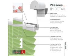 Deco-Raum Plissee Basic ohne Bohren 100x150cm Grün Blickdicht Klemmfix