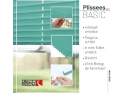 Deco-Raum Plissee Basic ohne Bohren 100x150cm Türkis Blickdicht Klemmfix