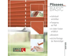 Deco-Raum Plissee Basic ohne Bohren 90x150cm Orange Blickdicht Klemmfix