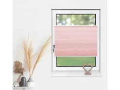 Deco-Raum Plissee Basic ohne Bohren 70x210cm Rosa Blickdicht Klemmfix