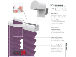 Deco-Raum Plissee Basic ohne Bohren 70x150cm Lila Blickdicht Klemmfix