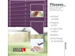 Deco-Raum Plissee Basic ohne Bohren 70x150cm Lila Blickdicht Klemmfix