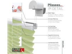 Deco-Raum Plissee Basic ohne Bohren 75x150cm Hellgrün Blickdicht Klemmfix