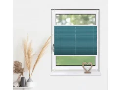 Deco-Raum Plissee Basic ohne Bohren 75x210cm Petrol Blickdicht Klemmfix