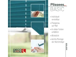 Deco-Raum Plissee Basic ohne Bohren 55x150cm Petrol Blickdicht Klemmfix