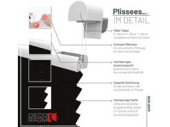 Deco-Raum Plissee Basic ohne Bohren 75x210cm Schwarz Blickdicht Klemmfix