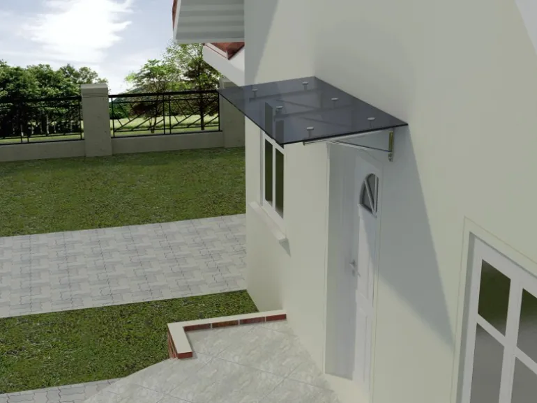 Dein Bau Projekt Glasvordach Elbrus Grauglas VS-Glas 200 x 120 cm