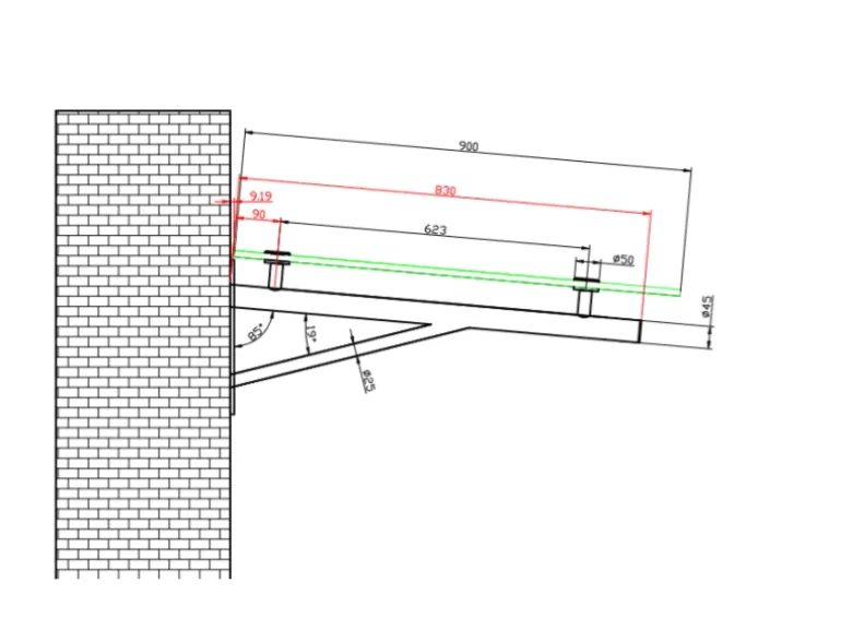 Dein Bau Projekt Glasvordach Elbrus Klarglas VS-Glas 150 x 120 cm