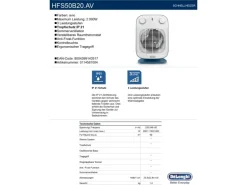DeLonghi Schnellheizer HFS50B20.AV mit IP21 Schutz 850 W bis 2.000 W