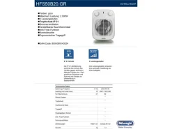 DeLonghi Schnellheizer HFS50B20.GR mit IP21 Schutz 850 W bis 2.000 W
