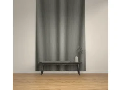 Denpanels Akustikpaneel Metal Edelstahl MDF 300 x 60 x 1,9 cm Schwarz