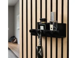 DenPanels Regal schwarz mit 4 Haken 21,5 cm inkl. Schrauben