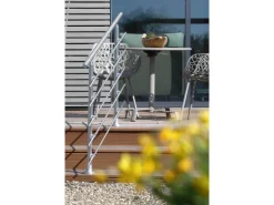 Dieda Geländerset Aluminium Eloxiert waagerechte Rundstäbe 120 cm x 150 cm