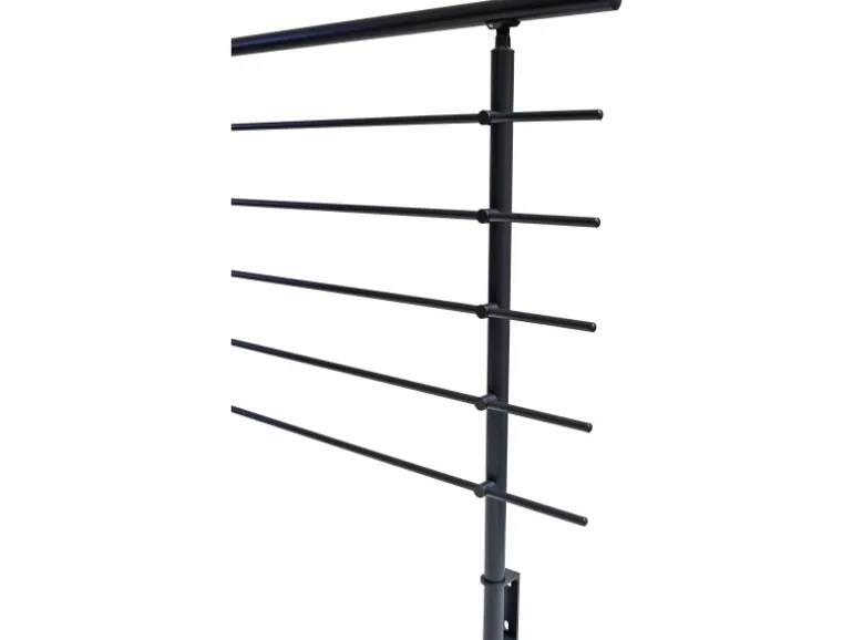 Dieda Geländerset Aluminium Anthrazit waagerechte Rundstäbe 120 cm x 150 cm