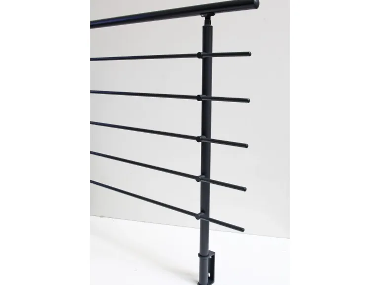 Dieda Geländerset Aluminium Anthrazit waagerechte Rundstäbe 120 cm x 150 cm