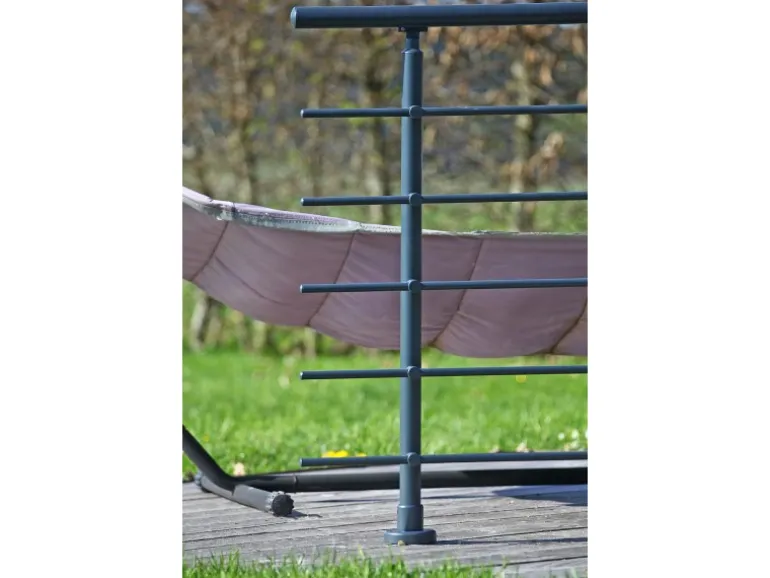 Dieda Geländerset Aluminium Anthrazit waagerechte Rundstäbe 120 cm x 150 cm