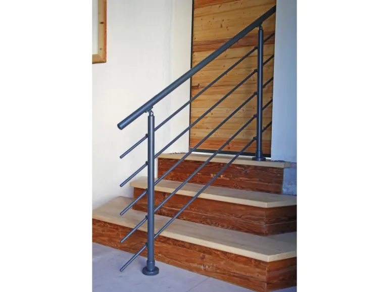 Dieda Geländerset Aluminium Anthrazit waagerechte Rundstäbe 120 cm x 150 cm