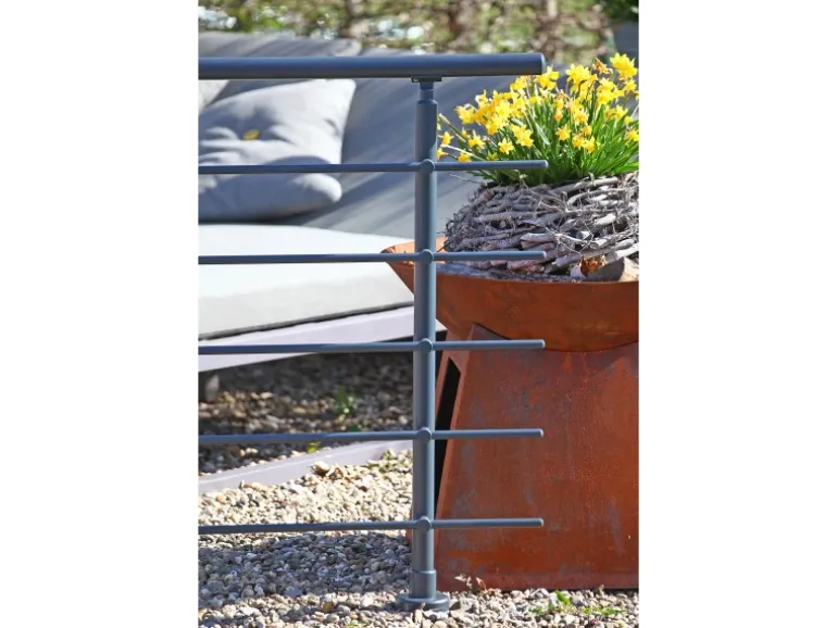 Dieda Geländerset Aluminium Anthrazit waagerechte Rundstäbe 100 cm x 150 cm