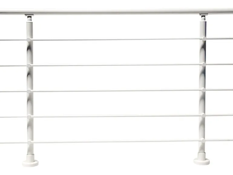 Dieda Geländerset Aluminium Weiß waagerechte Rundstäbe 100 cm x 150 cm