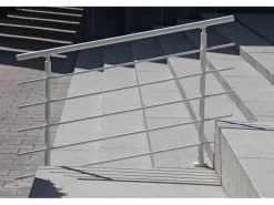 Dieda Geländerset Aluminium Weiß waagerechte Rundstäbe 100 cm x 150 cm