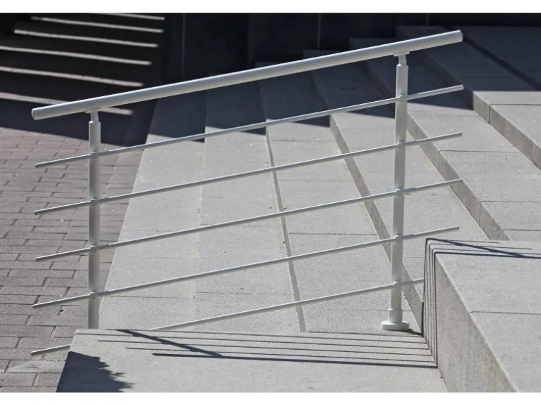 Dieda Geländerset Aluminium Weiß waagerechte Rundstäbe 100 cm x 150 cm