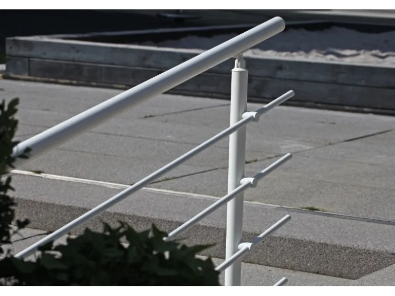 Dieda Geländerset Aluminium Weiß waagerechte Rundstäbe 100 cm x 150 cm