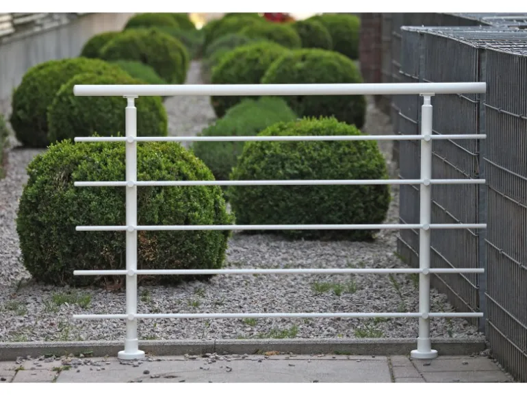 Dieda Geländerset Aluminium Weiß waagerechte Rundstäbe 100 cm x 150 cm