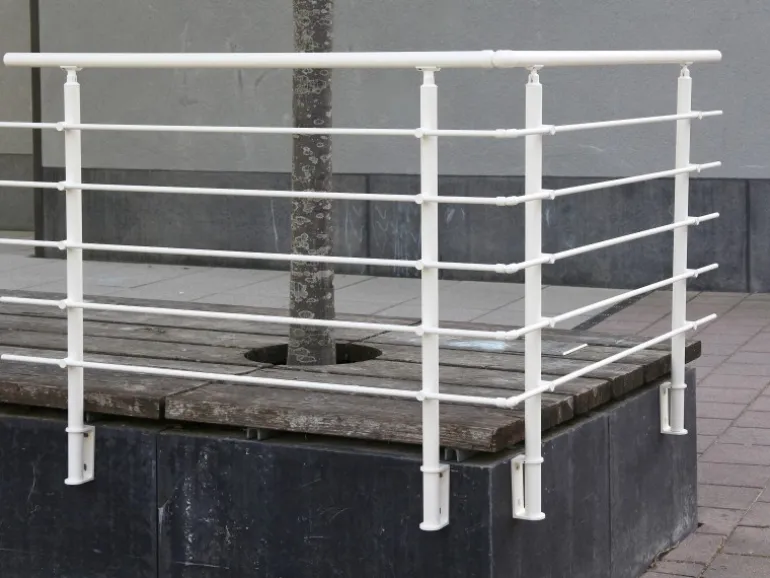 Dieda Geländerset Aluminium Weiß waagerechte Rundstäbe 100 cm x 150 cm