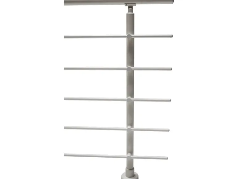 Dieda Geländerset Aluminium Weiß waagerechte Rundstäbe 100 cm x 150 cm