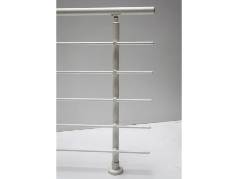 Dieda Geländerset Aluminium Weiß waagerechte Rundstäbe 100 cm x 150 cm