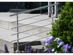 Dieda Geländerset Aluminium Weiß waagerechte Rundstäbe 100 cm x 150 cm