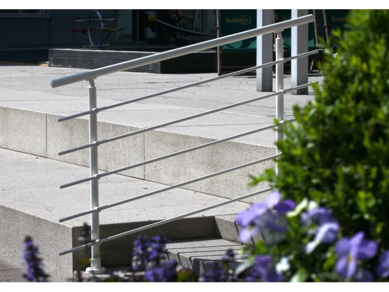 Dieda Geländerset Aluminium Weiß waagerechte Rundstäbe 100 cm x 150 cm