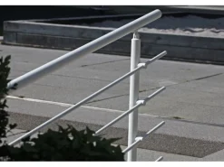 Dieda Geländerset Aluminium Weiß waagerechte Rundstäbe 120 cm x 150 cm