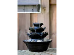 Dobar Design-Zimmerbrunnen Polyresin in Felsen-Optik mit Deko-Steinen Schwarz