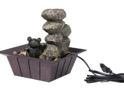 Dobar Zimmerbrunnen Kaskade Frosch in Steinoptik mit Deko-Steinen