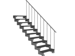 Dolle Außentreppe Gardentop 10 Trimax-Stufen 80 cm Anthrazit + Alu-Geländer