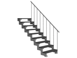 Dolle Außentreppe Gardentop 9 Trimax-Stufen 100 cm Anthrazit + Alu-Geländer