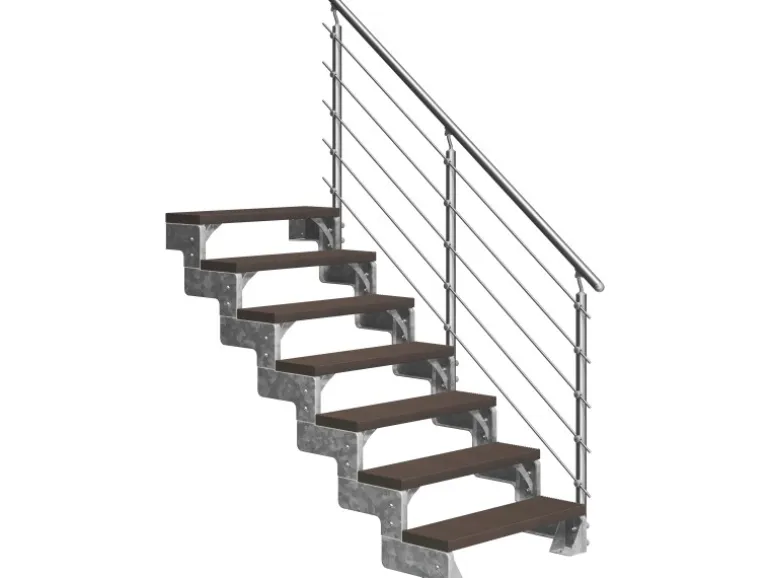 Dolle Außentreppe Gardentop 7 TRIMAX-Stufen 100 cm Dunkelbraun + Geländer