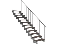 Dolle Außentreppe Gardentop 14 Trimax-Stufen 100 cm Dunkelbraun + Alu-Geländer