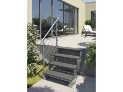 DOLLE Außentreppe Gardentop 3 TRIMAX-Stufen 100 cm anthrazit + Geländer