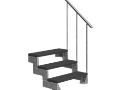 Dolle Außentreppe Gardentop 3 TRIMAX-Stufen 100 cm Anthrazit + Alu-Geländer