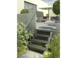Dolle Außentreppe Gardentop 3 TRIMAX-Stufen 100 cm Anthrazit + Alu-Geländer