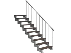 Dolle Außentreppe Gardentop 10 Trimax-Stufen 100 cm Dunkelbraun + Alu-Geländer